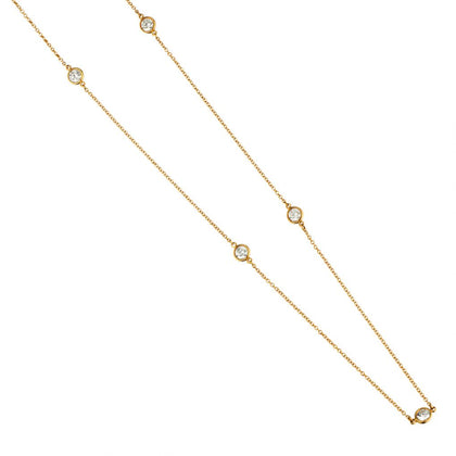 18kt Yellow Gold Diamond By The Yard Necklace .1.11ct TW