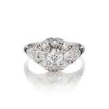 Art Deco Platinum Old-Cut Diamond Engagement Ring