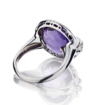 Amethyst And Round Brilliant Cut Diamond White Gold Ring