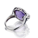 Amethyst And Round Brilliant Cut Diamond White Gold Ring