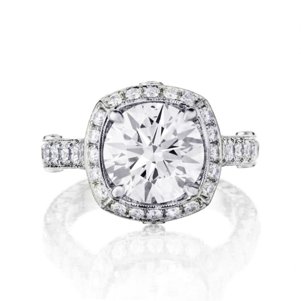 Kelee Rings Jack Kelege 3.22 Carat Round Brilliant Cut Platinum Halo-Set Ring | Van ...