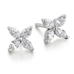 1.15ct Tw Victoria Style 18kt White Gold Marquise Cut Diamond Earrings