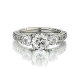 1.54 Carat Total Maple Leaf  Diamond Three Stone WG Ring