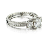 1.54 Carat Total Maple Leaf  Diamond Three Stone WG Ring