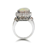 Ladies 18kt White Gold Opal and Diamond Ring. Circa 1950's.