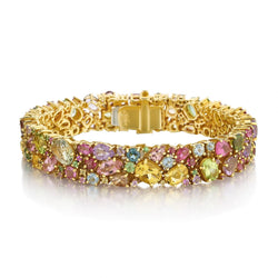 Multi-Coloured Semi-Precious Gemstone Laura M. Gold Bracelet