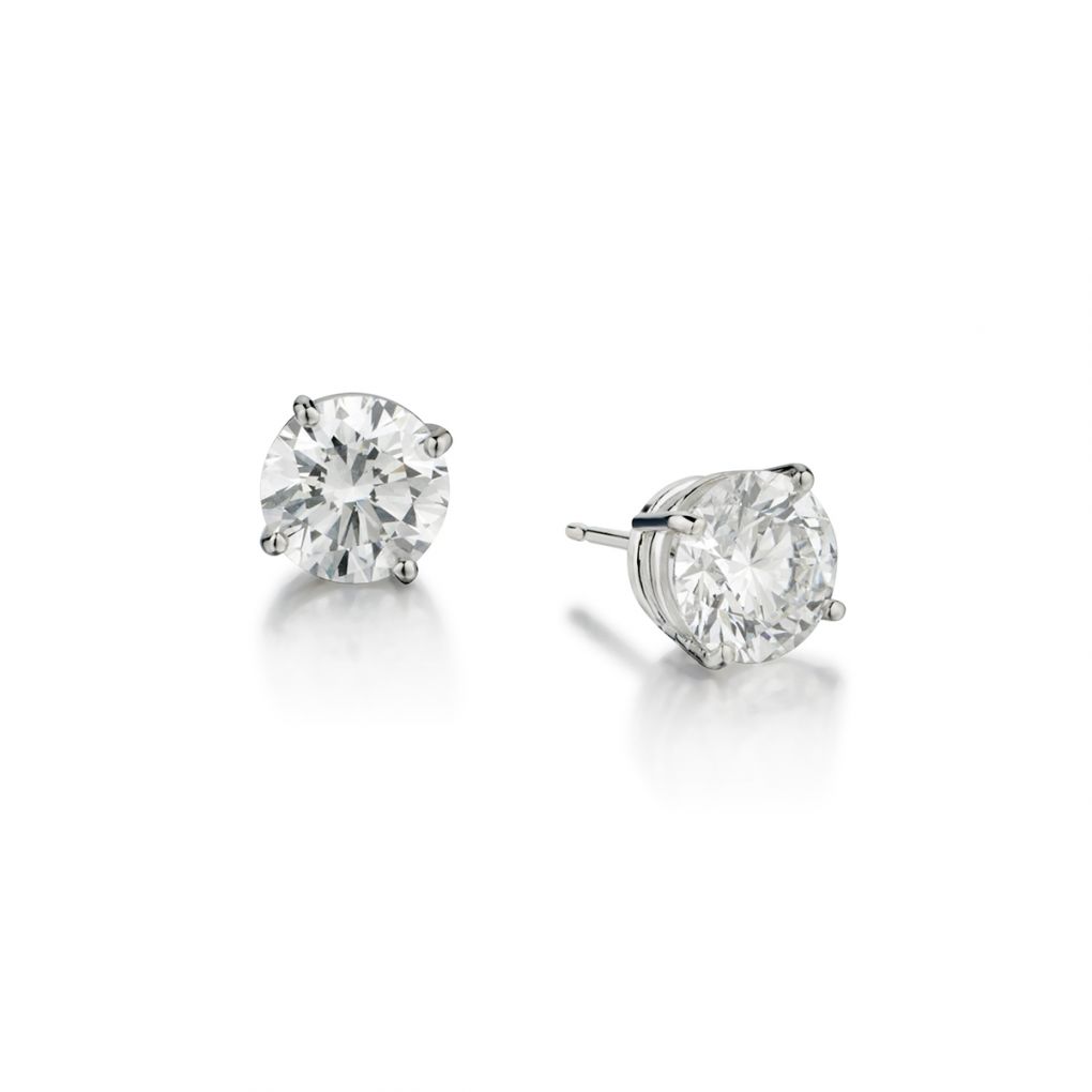 3.57 total carat weight  Carat Round Brilliant Cut Diamond Stud WG Earrings