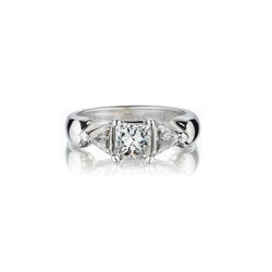 0.91 Carat Princess Cut And Trillian Cut Diamond WG Engagement Ring