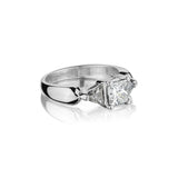 0.91 Carat Princess Cut And Trillian Cut Diamond WG Engagement Ring