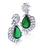 18.96CTW Emerald And Diamond White Gold Earpendants