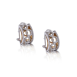 0.50 Carat Total Diamond Yellow And White Gold Bubble Hoop Earrings