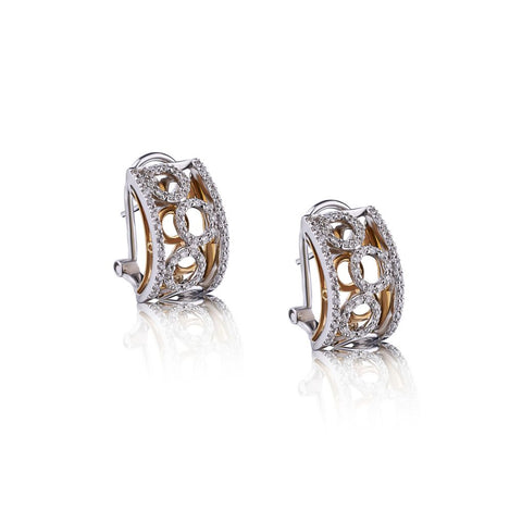 0.50 Carat Total Diamond Yellow And White Gold Bubble Hoop Earrings