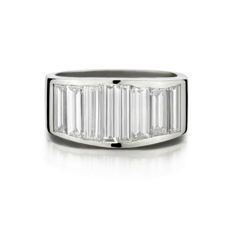 2.50 Carat Total Baguette Cut Diamond Mid-Century Band