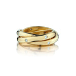 Cartier 3-Band and Diamond Rolling Ring. 18kt Yellow Gold. Size 48 (4-1/2)