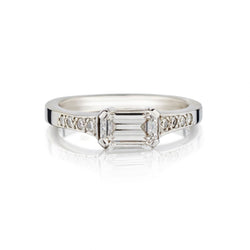 0.84 Carat Horizontally-Set Emerald Cut Diamond WG Ring