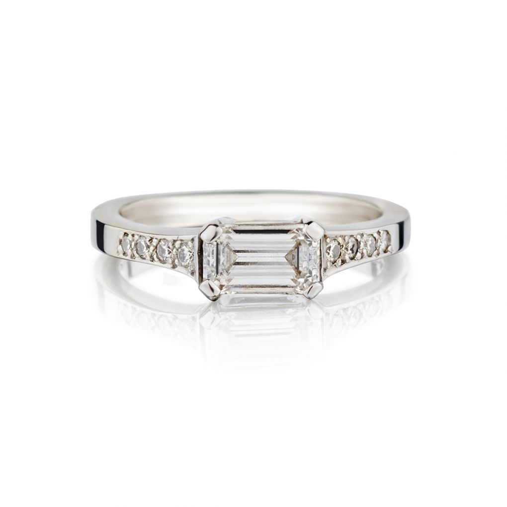 0.84 Carat Horizontally-Set Emerald Cut Diamond WG Ring | Van Rijk ...