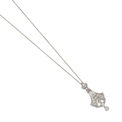 Edwardian/Art Deco Old-Cut Diamond Platinum Pendant Necklace