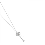 Tiffany & Co. Platinum White And Pink Diamond Floret Key Pendant Necklace