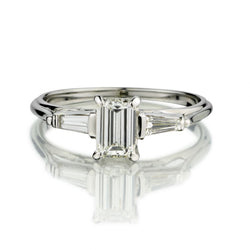 0.75 Carat Emerald Cut Diamond 18KT White Gold Engagement Ring