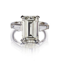 5.50 Carat Emerald-Cut Diamond & Baguette Platinum Ring