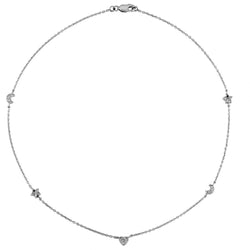 14KT White Gold Diamonds By The Yard Star, Moon And Hearts Necklace