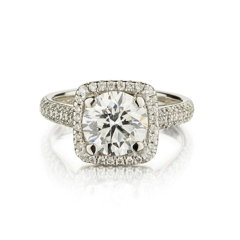 Birks 1.90 Carat Round Brilliant Cut Diamond Halo Ring