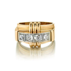 Vintage  Unisex Edwardian 18kt Rose Gold Diamond Ring. Circa 1890's.