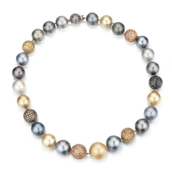 Graduated Multi-Colored South Sea Cultured Pearl Necklace