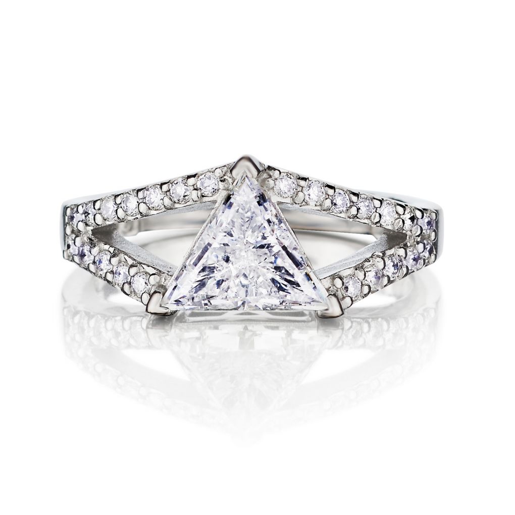 1.10 Carat Trillian Cut Diamond Split-Shank 18KT White Gold Ring – Van Rijk