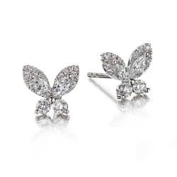 Dainty Marquise Cut And Round Brilliant Cut Diamond Butterfly Earrings