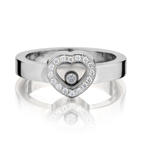 Chopard "Happy Diamonds" Heart Shape Ring. 18kt White Gold.