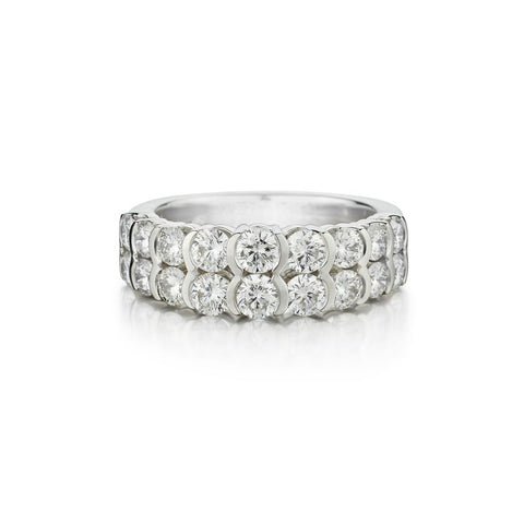 2.00 Carat Total Round Brilliant Cut Diamond 2-Row Band