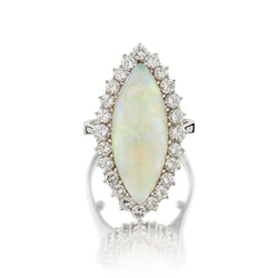 19.00 Carat Natural Pinfire Opal And Diamond Platinum Ring
