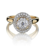 1.00 Carat Total Weight Round Brilliant Cut Diamond Cluster Gold Ring