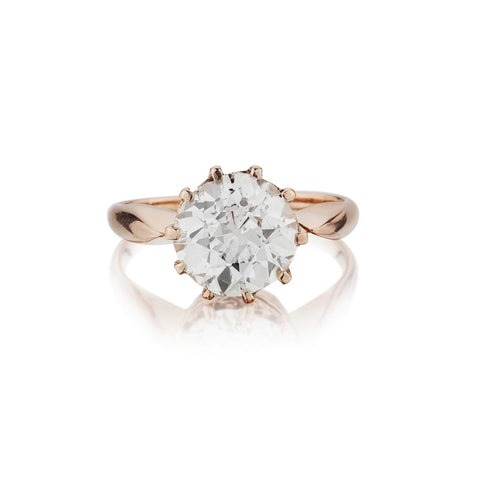 3.02 Carat Old-European Cut Diamond Solitaire Rose Gold Ring