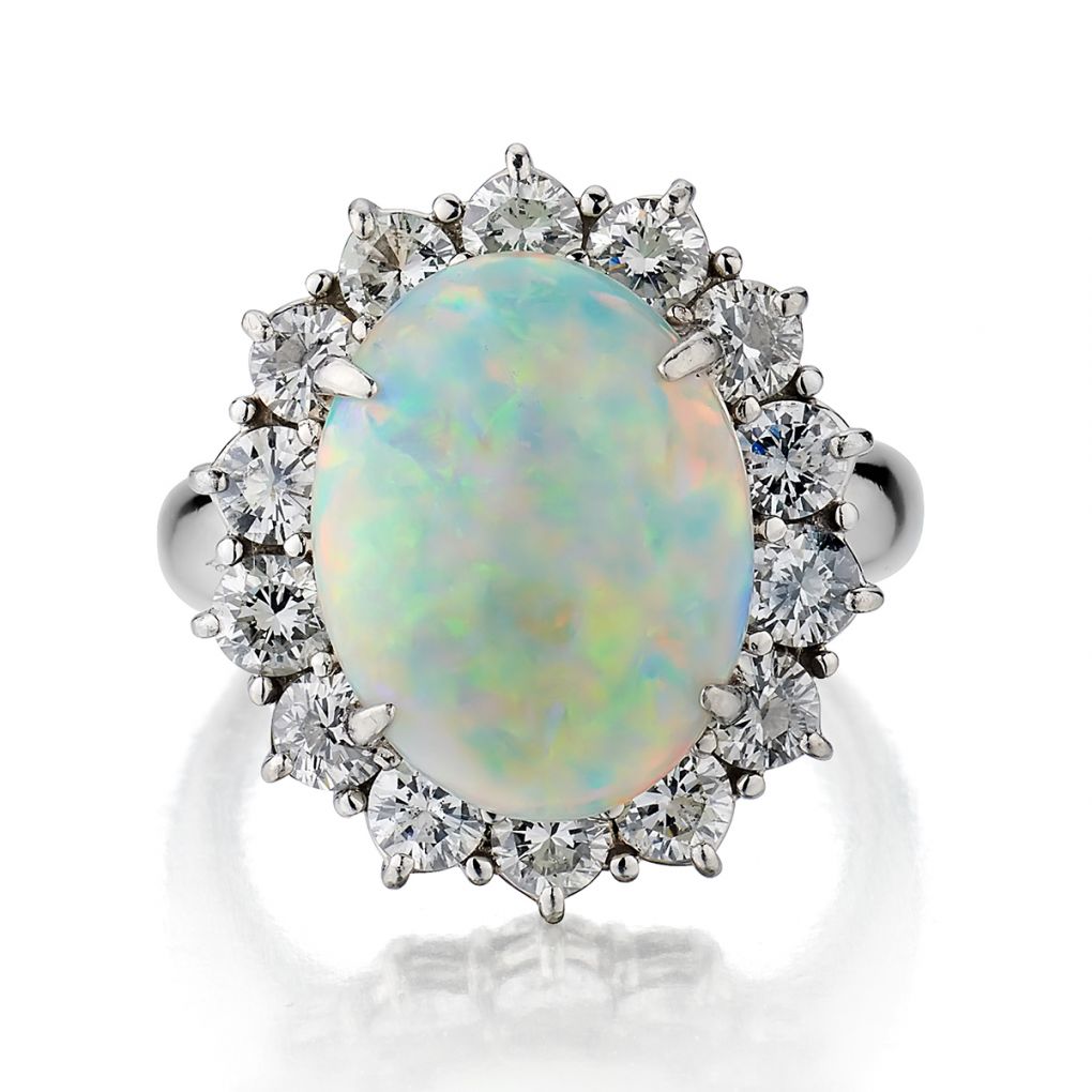 Opal Color Rings MAGNIFICENT OPAL AND DIAMOND PLATINUM RING | Van Rijk Estate Jewellers ...