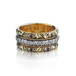 Victorian-Era 18KT Yellow Gold and Platinum Diamond Band