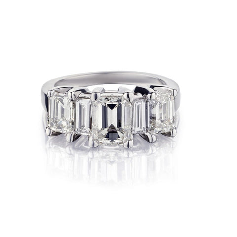 Five-Stone Emerald Cut And Baguette Cut Diamond Ring