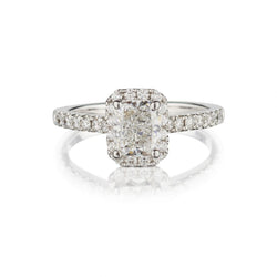 1.51 Carat Cushion-Cut Diamond Halo-Set White Gold Engagement Ring