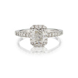 1.51 Carat Cushion-Cut Diamond Halo-Set White Gold Engagement Ring