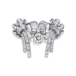 Art-Deco Large Platinum And Diamond Handcrafted Brooch
