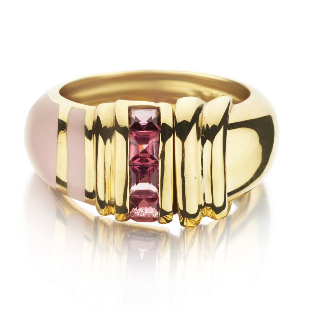 La Nouvelle Bague Pink Tourmaline And Enamel Gold RIng – Van Rijk
