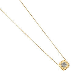 Roberto Coin Pois Moi Yellow Gold Diamond Square Pendant Necklace