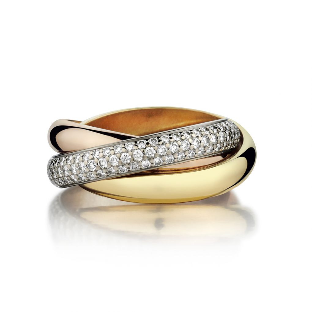 pre-owned 18kt yellow gold Trinity diamond ring