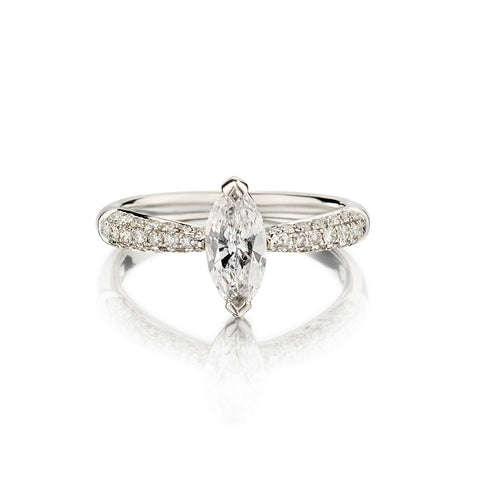 0.63 Carat Natural Marquise-Cut Diamond White Gold Ring