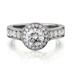 1.07 Brilliant Cut Diamond with a 1.00 tw Halo . 19kt .Custom made.