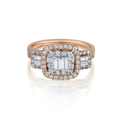 Ladies 14kt Rose Gold Diamond Cluster Ring. 1.00ct Tw