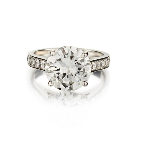 3.80 Carat Round Brilliant Cut Diamond Platinum Ring