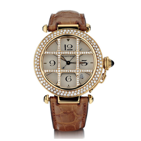 Cartier 18KT Yellow Gold And Diamond Pasha Grille Watch.
