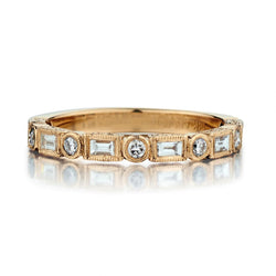 0.40 CT Total Baguette And Brilliant Cut Diamond Stackable YG Band